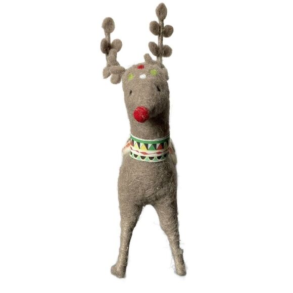Bohemian Felt Reindeer Figurine/Christmas Decoration - Picture 3 of 8